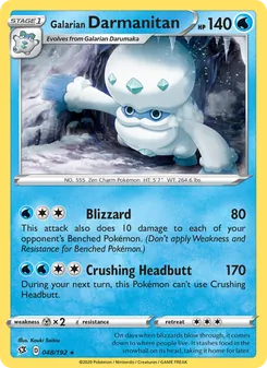 Galarian Darmanitan card from Rebel Clash, number 48/192