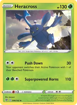 Heracross card from Rebel Clash, number 6/192
