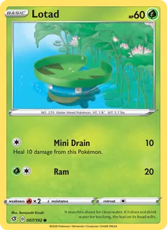 Lotad card from Rebel Clash, number 7/192