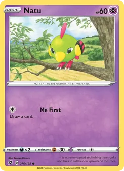 Natu card from Rebel Clash, number 76/192