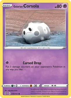 Galarian Corsola card from Rebel Clash, number 78/192