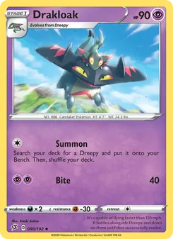 Drakloak card from Rebel Clash, number 90/192