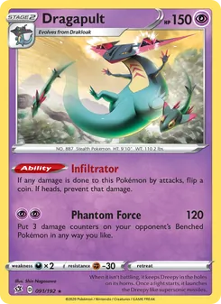 Dragapult card from Rebel Clash, number 91/192