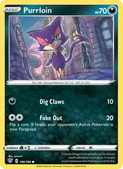 Purrloin card from Darkness Ablaze, number 106/189