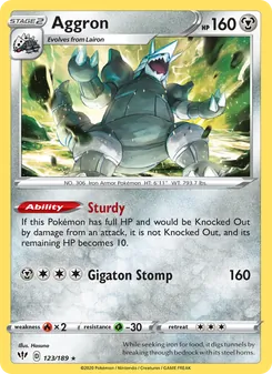 Aggron card from Darkness Ablaze, number 123/189