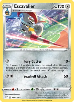 Escavalier card from Darkness Ablaze, number 124/189