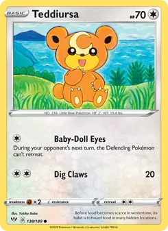 Teddiursa card from Darkness Ablaze, number 138/189