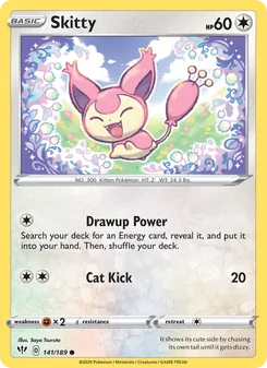 Skitty card from Darkness Ablaze, number 141/189
