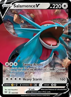 Salamence V card from Darkness Ablaze, number 143/189