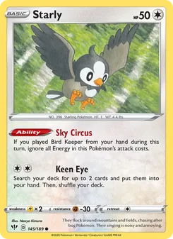 Starly card from Darkness Ablaze, number 145/189