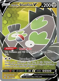 Galarian Stunfisk V card from Darkness Ablaze, number 184/189