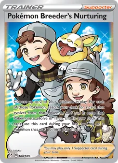 Pokémon Breeder's Nurturing card from Darkness Ablaze, number 188/189
