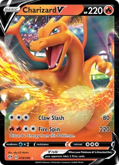 Charizard V card from Darkness Ablaze, number 19/189