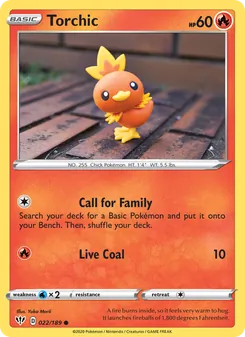 Torchic card from Darkness Ablaze, number 22/189