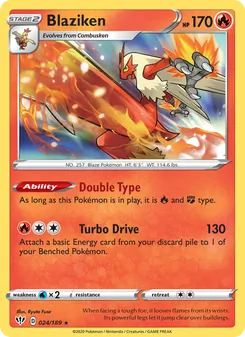 Blaziken card from Darkness Ablaze, number 24/189