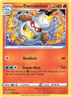 Galarian Darmanitan card from Darkness Ablaze, number 28/189