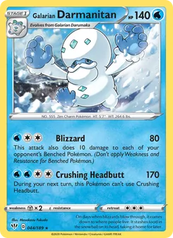 Galarian Darmanitan card from Darkness Ablaze, number 44/189