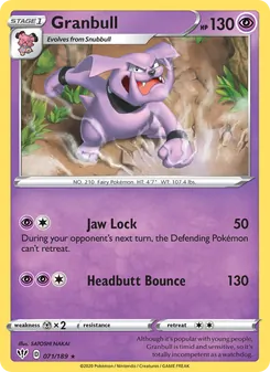 Granbull card from Darkness Ablaze, number 71/189