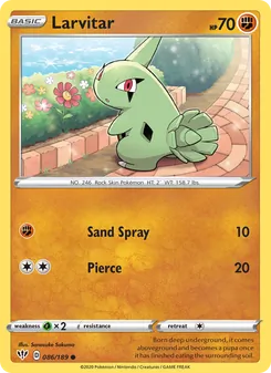 Larvitar card from Darkness Ablaze, number 86/189