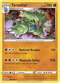 Tyranitar card from Darkness Ablaze, number 88/189