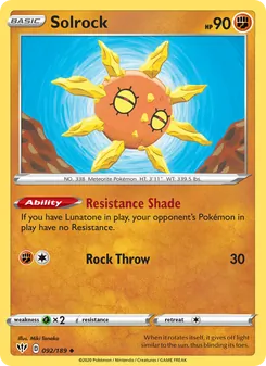 Solrock card from Darkness Ablaze, number 92/189