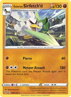 Galarian Sirfetch'd card from Darkness Ablaze, number 98/189