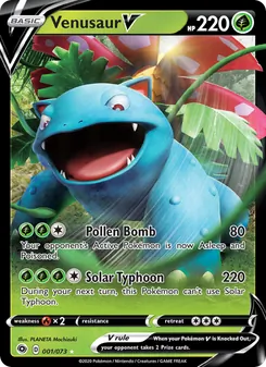 Venusaur V card from Champion's Path, number 1/73