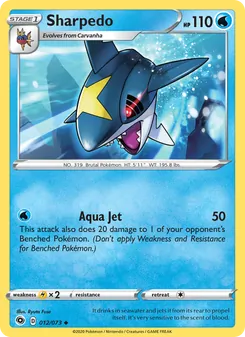 Sharpedo card from Champion's Path, number 12/73