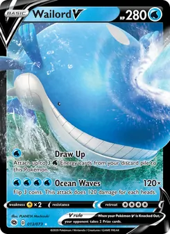 Wailord V card from Champion's Path, number 13/73