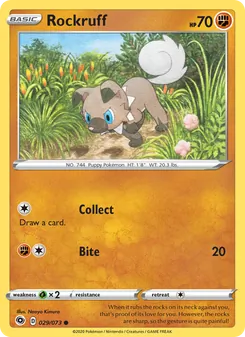Rockruff card from Champion's Path, number 29/73