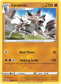 Lycanroc card from Champion's Path, number 30/73