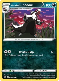 Galarian Linoone card from Champion's Path, number 36/73