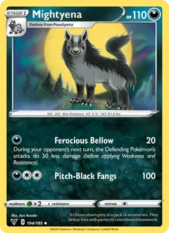 Mightyena card from Vivid Voltage, number 104/185