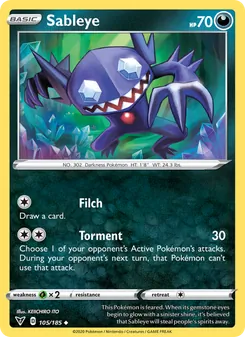 Sableye card from Vivid Voltage, number 105/185
