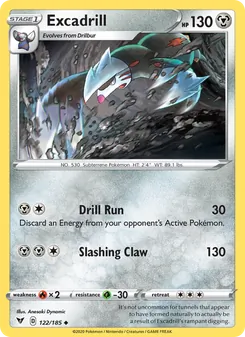 Excadrill card from Vivid Voltage, number 122/185