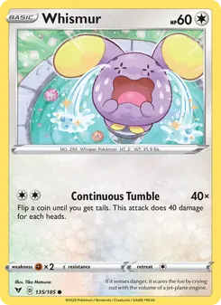 Whismur card from Vivid Voltage, number 135/185