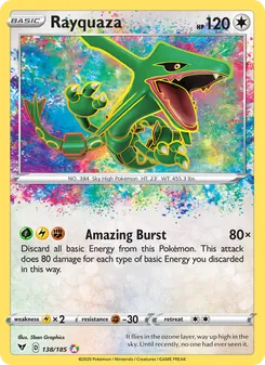 Rayquaza card from Vivid Voltage, number 138/185