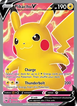 Pikachu V card from Vivid Voltage, number 170/185