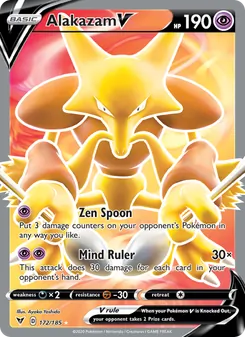 Alakazam V card from Vivid Voltage, number 172/185