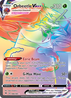 Orbeetle VMAX card from Vivid Voltage, number 186/185