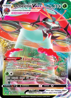 Orbeetle VMAX card from Vivid Voltage, number 21/185
