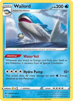 Wailord card from Vivid Voltage, number 32/185
