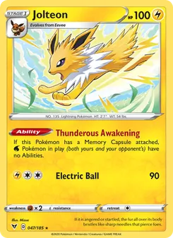 Jolteon card from Vivid Voltage, number 47/185