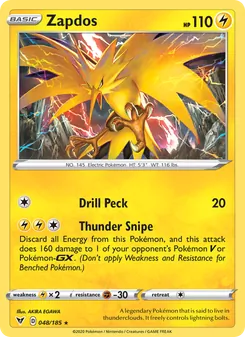 Zapdos card from Vivid Voltage, number 48/185