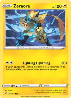 Zeraora card from Vivid Voltage, number 61/185