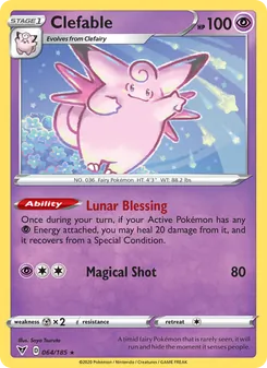 Clefable card from Vivid Voltage, number 64/185