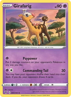 Girafarig card from Vivid Voltage, number 65/185