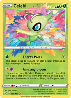 Celebi card from Vivid Voltage, number 9/185