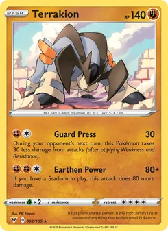 Terrakion card from Vivid Voltage, number 92/185
