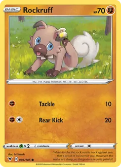 Rockruff card from Vivid Voltage, number 94/185